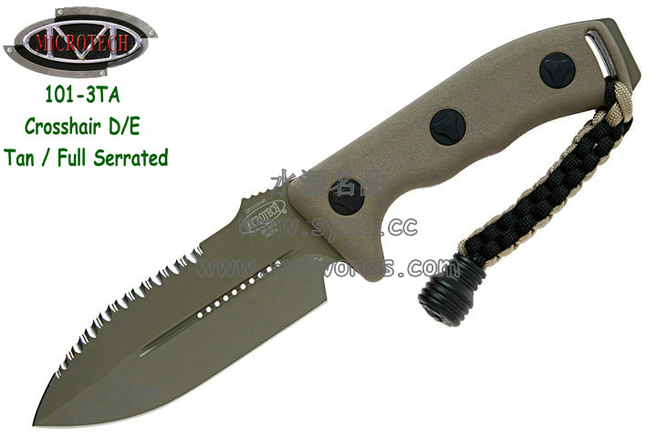 Microtech ΢101-3TA Crosshair D/E (Tan / Full Serrated) ɳɫȫ/ȫ ˫иֱ